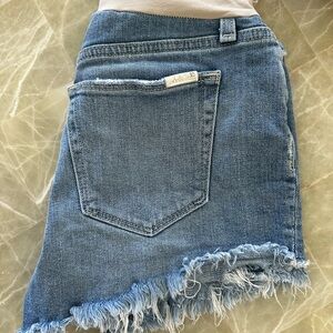 Blue Denim Frayed Hem shorts MATERNITY